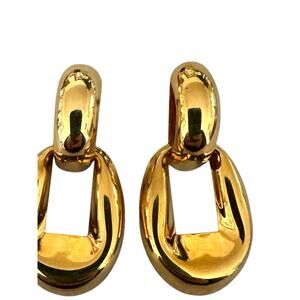 Vintage Large Gold tone Hoop Door Knocker Earrings EUC